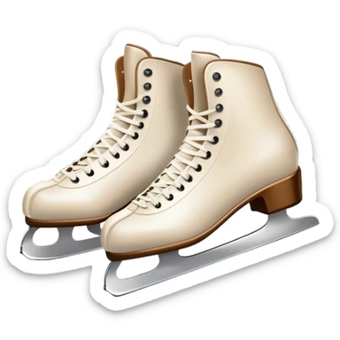 An icon showing In the background, twinkling lights, winter trees, and cheering spectators create a festive atmosphere. a pair of elegant ice skates gliding across a smooth, frozen rink with snowflakes in the air. Transparent background highlights the grace and charm of ice skating. sticker