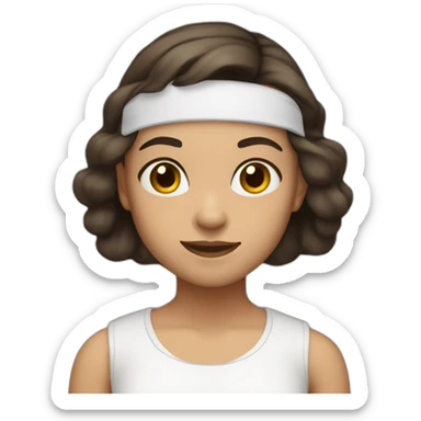 12 year old girl, with dark brown hair, with a white headband long hair sticker
