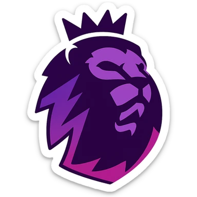 dynamic English Premier League badge with angular shapes, roaring lion, purple gradient, energetic and modern, no text sticker