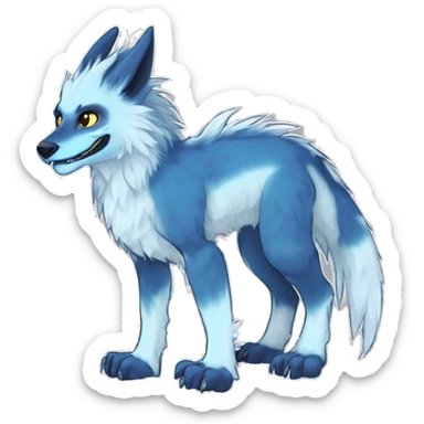 Cute Protogen-vernid-sergal-wickerbeast-fantasy-animal-fursona griffsnuff & LiLaiRa & Falvie full body white and light blue fur sticker