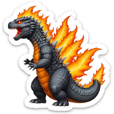 A Godzilla with fire in mouth sticker