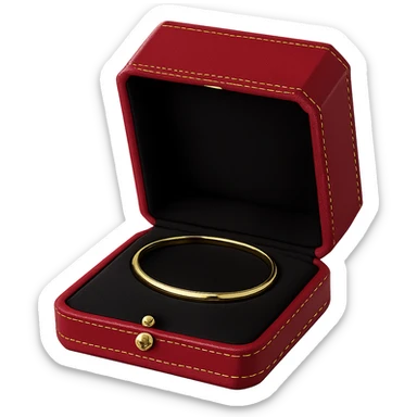 cartier red box, open with jewelry inside, gold accents, luxury, no text sticker