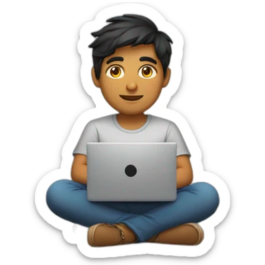 a 23 year old Indian graphic designer sitting in front of a laptop. sticker