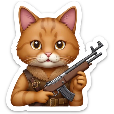 Chat qui tient un fusil sticker