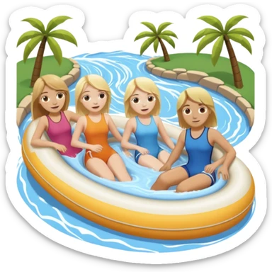 2 girls and 2 guys on the lazy river waterslide. 1 girl and 1 guy have blonde hair and 1 girl and 1 guy have BROWN. we are all very pale. 4 PEOPLE  sticker