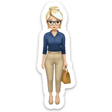  Dominatrix blonde hair up do and glasses full body sticker