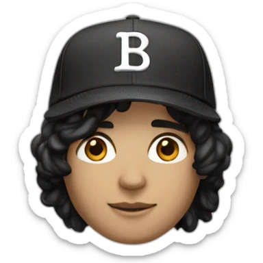 guy with white skin burberry cap and black mid-length hair sticker