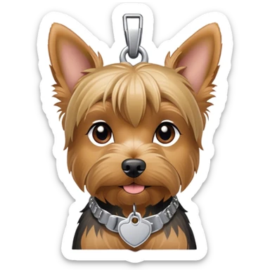 Yorkie with dog tag that says “Ace” sticker
