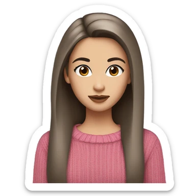 girl fair skin, dark straight hair, brown sweater, brown eyes, pink lips, long eyelashes sticker