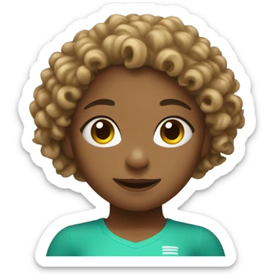Curly girl doing gymnastics sticker