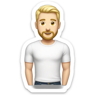 white man 30 years old blond with pointed goatee and beard, baldness, with a white cap, several gold earrings on each ear sticker