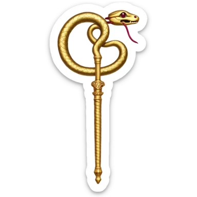 Ancient Egyptian gold snake staff with ruby eyes  sticker