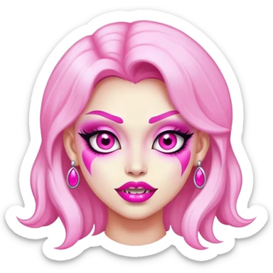 lady monster pink glam face  sticker