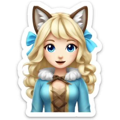 Anime chibi girl blonde with candy in the hair and fox ears blue eyes halloween princess sticker