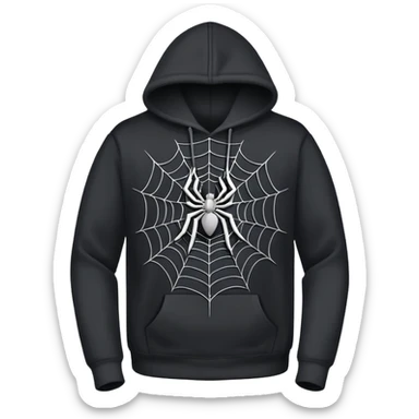 black hoodie with a grey spider web sticker