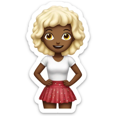 Cupcake themed girl, with cupcake case as a skirt, cream hair with a cherry in it sticker