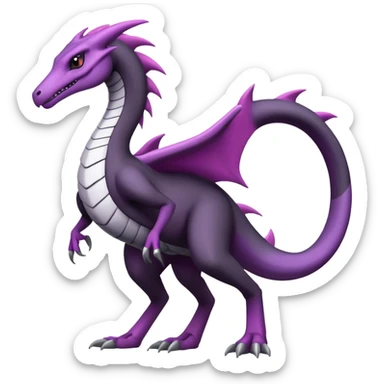 Badass cool black white grey, purple belly, salazzle-hybrid, full body sticker