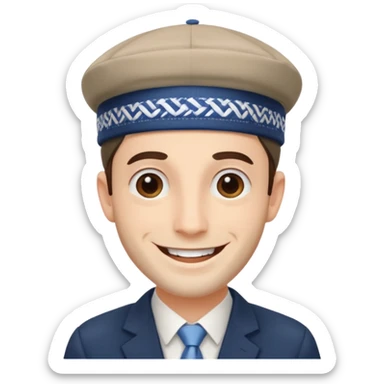 jewish man's face, wearing a kippah and payot sticker