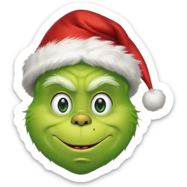The Grinch with a Santa hat emoji no gray sticker