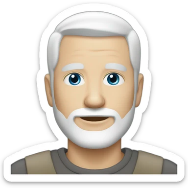 fifty white Man short white beard shaved hair blue eyes  sticker