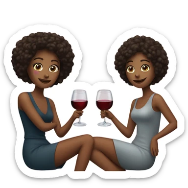 three girl friends drinking wine sticker