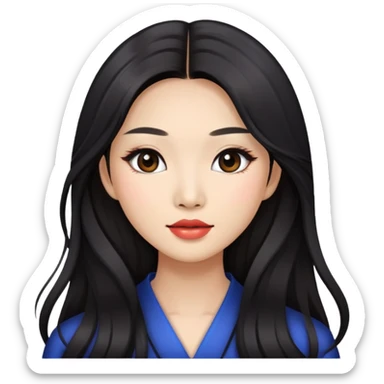 pretty asian long hair baddie with makeup sticker