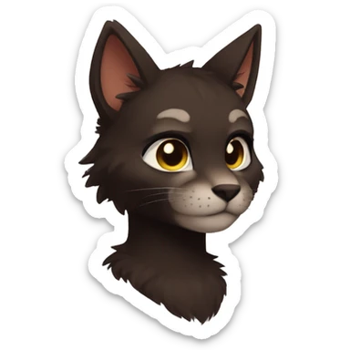 Anthro Shy Cute Cool Edgy Pretty Dark Brown Furry Feline Animal Anthro Sona sticker