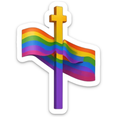 LGBT+ flag cross svas tika in the middle sticker