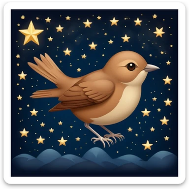 a nightingale bird flying against a dark starry night sky sticker