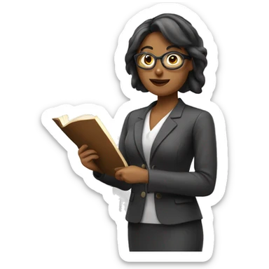 Teacher woman with a book and a pointer  sticker