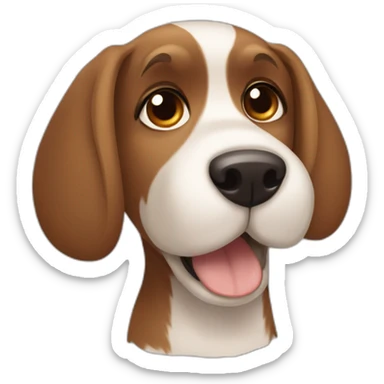 Yorkshire dog brown eyes and medium-long brown hair, one folded ear and one rabbit-style ear sticker