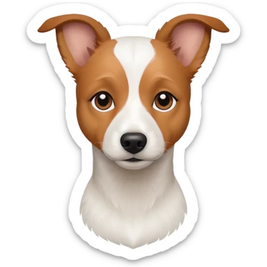 a fully white jack russell the size of a kelpie with light brown ears and a light brown patch on one eye sticker