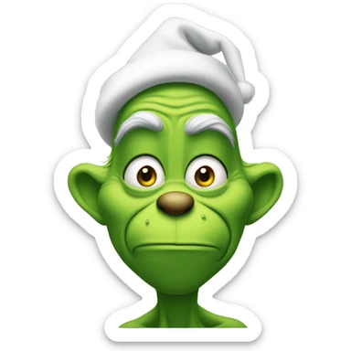 The sly green Christmas Grinch who's up to something sticker