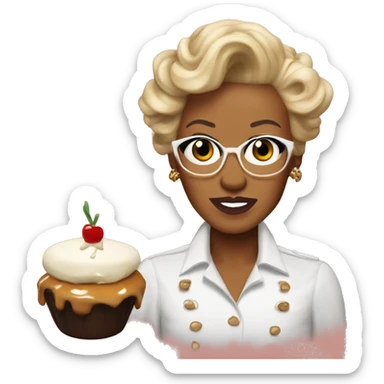 Rupaul with a sticky toffee pudding sticker