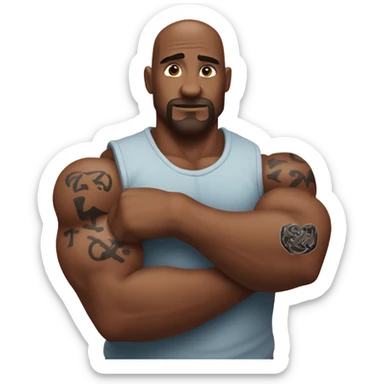 A tattoo like in the movies of a red heart on an arm contracting the biceps  sticker