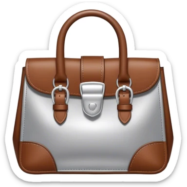 only silver charm from brown leather tote bag with silver buckle detail sticker
