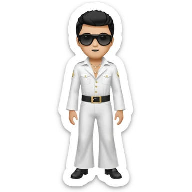 A boy with an Elvis Presley mask with sunglasses (with total black lenses)dressed as Elvis Presley (white dress) sticker