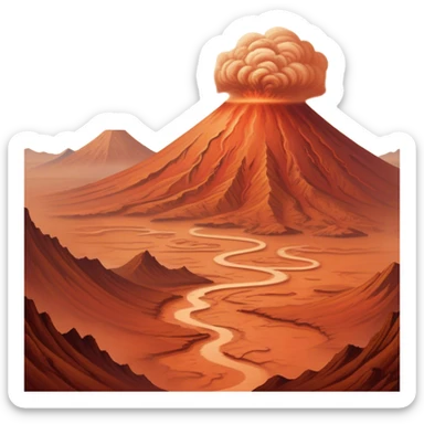 🔥 Cinematic Realistic Mars – A striking, high-resolution image of the Red Planet, featuring its iconic rust-colored terrain, deep canyons, and towering volcanoes. Swirling dust storms can be seen in the thin Martian atmosphere, with sunlight casting long shadows over its desolate, rocky landscape. sticker