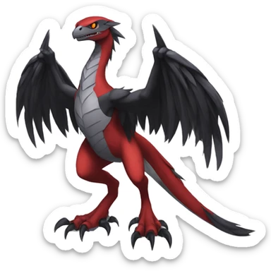  Cool Edgy Black Red Grey Digimon-Fakemon-Raptor-Reptile full body sticker