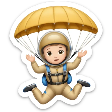 Skydiving baby with parachute and UFO sticker