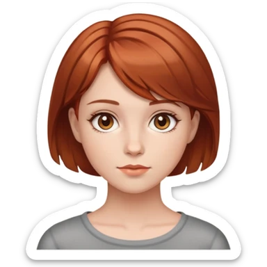 A girl with reddish brown short hair and Hazel eyes sticker