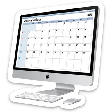 front-facing iMac showing a single day calendar with time slots listed vertically and several booked client slots sticker