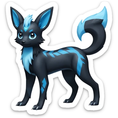 Manectric-Electrike-Amaura-Umbreon-Draco-Fakémon-hybrid-creature (full body), 4 legs sticker