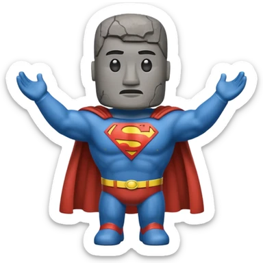 a moai emoji with a superman cape sticker
