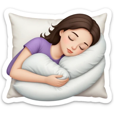 Brunette girl sleeping with pillow sticker