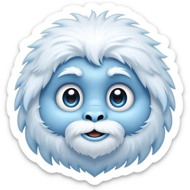 Cinematic Cute Yeti Portrait Emoji, with a charming, small, fluffy form in soft snowy whites and cool blues, featuring big, innocent eyes and a shy, gentle smile, simplified yet irresistibly endearing, highly detailed with a soft glowing outline that captures the whimsical charm of a friendly yeti ready for a cuddle! sticker