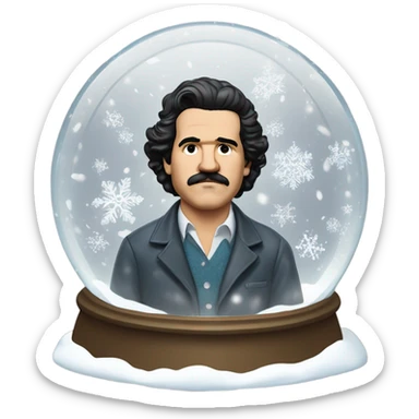 pablo escobar in snowing ball sticker