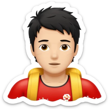 Lifeguard Teenager with Black messy hair swimming to rescue someone sticker