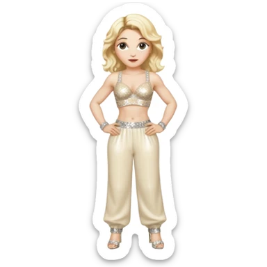 Madonna with blonde hair, cream sequin bra, cream sequin baggy pants sticker