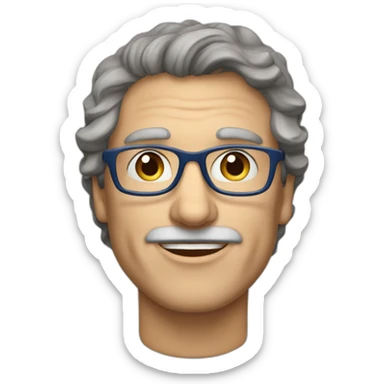 Older-Handsome-Caucasian-man-dark-brown-wavy-hair-blue-eyes-glasses sticker
